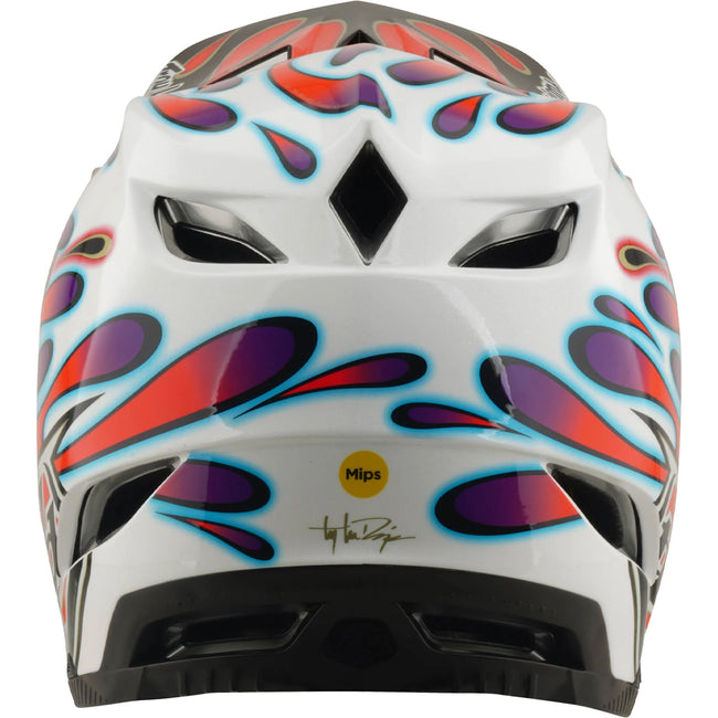 Troy Lee Designs D4 Composite MIPS BMX Race Helmet-Overspray White/Red - 6