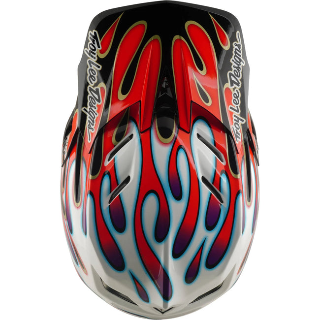 Troy Lee Designs D4 Composite MIPS BMX Race Helmet-Overspray White/Red - 7