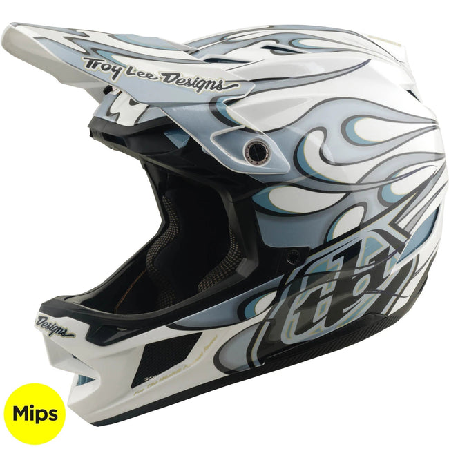Troy Lee Designs D4 Composite MIPS BMX Race Helmet-Torched White/Silver - 1