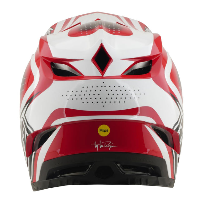 Troy Lee Designs D4 Polyacrylite MIPS BMX Race Helmet-The Line Fire/White - 3