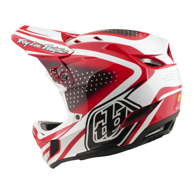 Troy Lee Designs D4 Polyacrylite MIPS BMX Race Helmet-The Line Fire/White - 4
