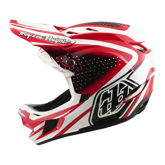 Troy Lee Designs D4 Polyacrylite MIPS BMX Race Helmet-The Line Fire/White - 5