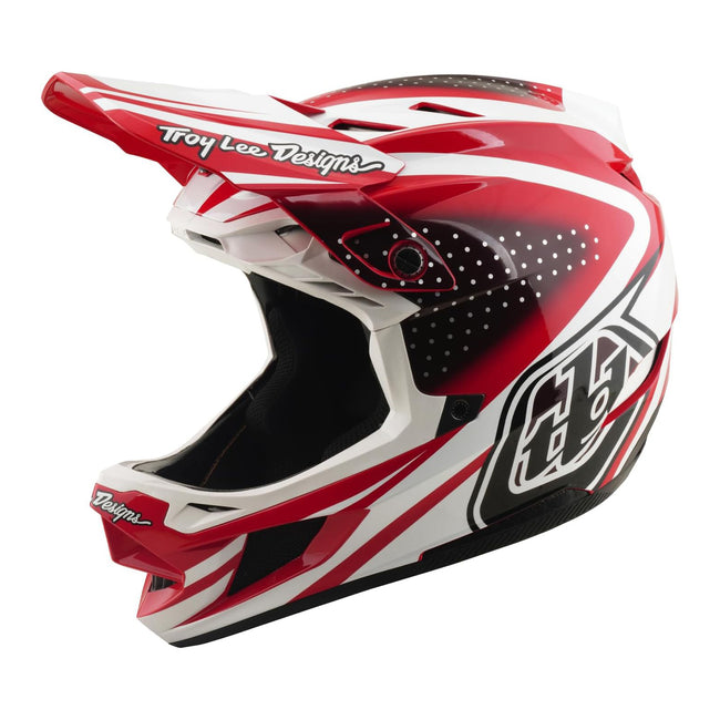 Troy Lee Designs D4 Polyacrylite MIPS BMX Race Helmet-The Line Fire/White - 6