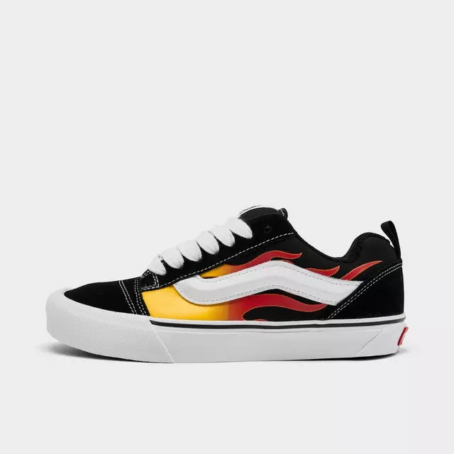 Vans Big Kids Knu Skool Casual Shoes-Flame Black/Red - 1