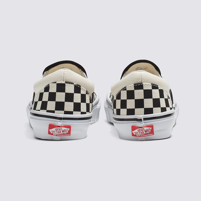Vans Classic Slip-On Checkerboard Shoes-Black/Off White - 4