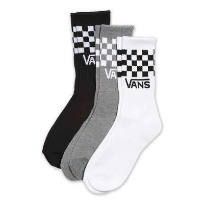 Vans Kids Checkered Crew Socks-3 Pack-Black/White/Grey Checker