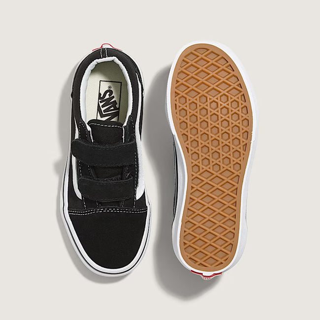 Vans Old Skool V Little Kids Shoes-Black/True White - 4