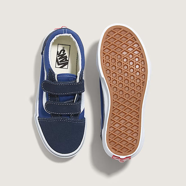Vans Old Skool V Little Kids Shoes-Navy/True White - 4