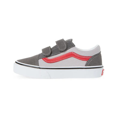 Vans Old Skool V Little Kids Shoes-Pewter/Racing Red
