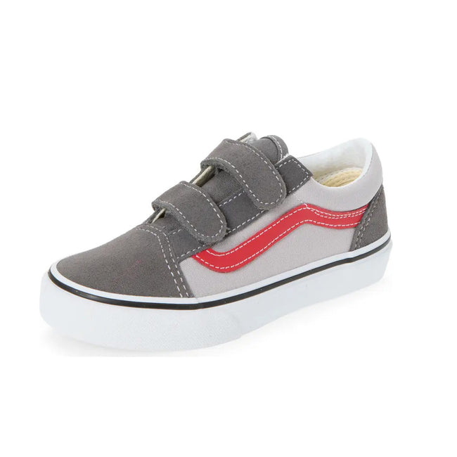 Vans Old Skool V Little Kids Shoes-Pewter/Racing Red - 2