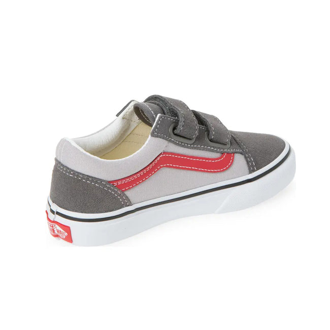 Vans Old Skool V Little Kids Shoes-Pewter/Racing Red - 3