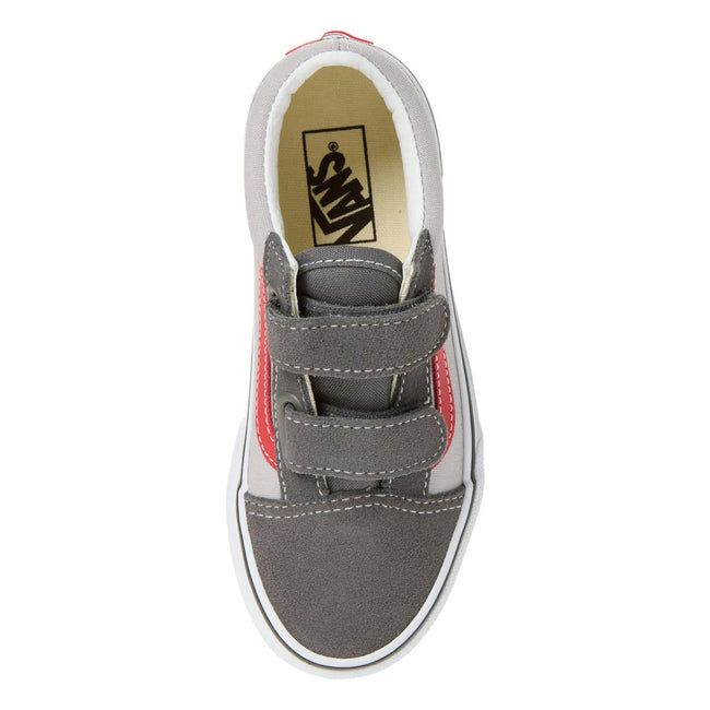 Vans Old Skool V Little Kids Shoes-Pewter/Racing Red - 4