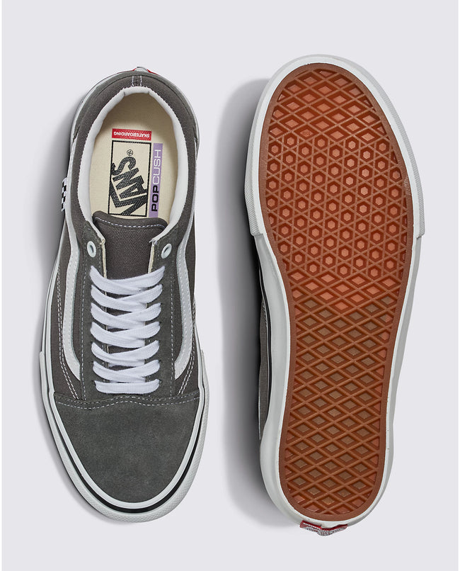Vans Skate Old Skool Shoes-Pewter/White - 4