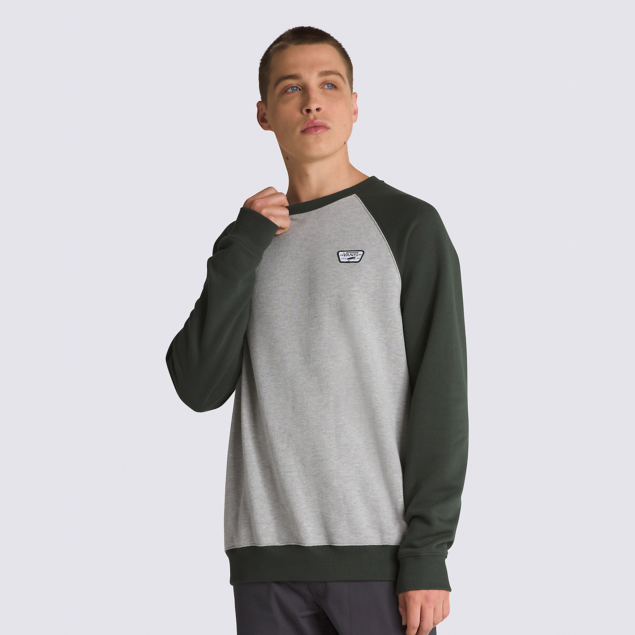 Vans Rutland Crew Sweatshirt Cement Heather Deep Forrest J R