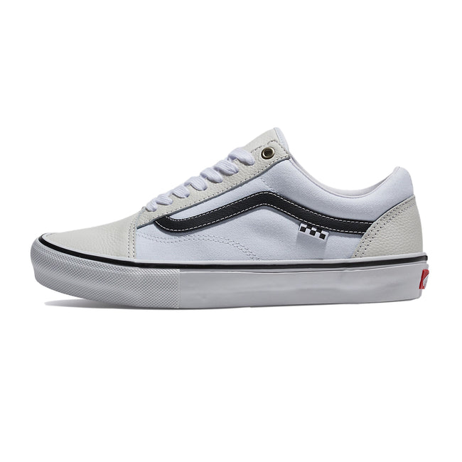 Vans Skate Old Skool Leather Shoes-White/White - 1