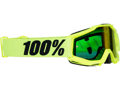 100% Accuri Youth Goggles-Fluorescent Yellow-Mirrored Red Lens