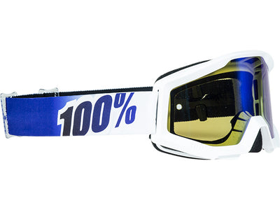 100% Strata Moto Goggles-Ice Age-With Mirrored Blue Lens