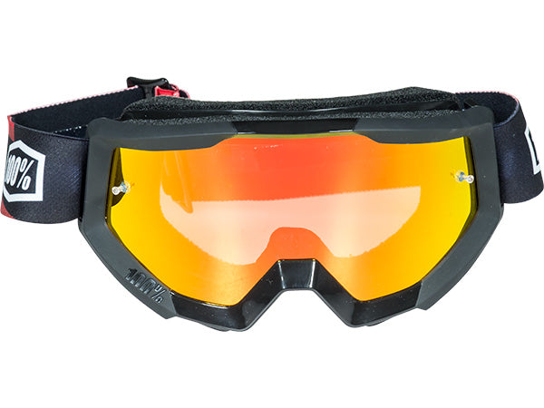 100% Strata Moto Goggles-Slash-With Mirrored Red Lens - 2