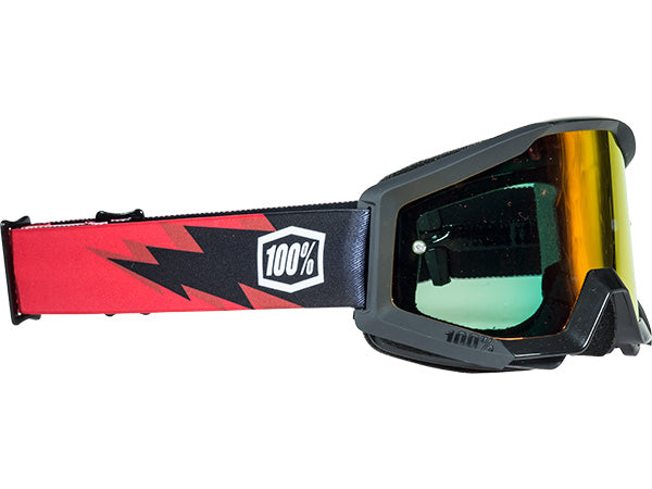 100% Strata Moto Goggles-Slash-With Mirrored Red Lens - 1
