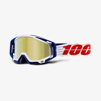 100% Racecraft Bibal/White Goggles-Mirror Gold Lens