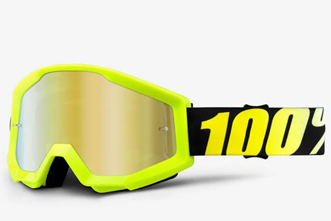 100% Strata Goggles-Neon Yellow-Mirror Gold Lens - 1