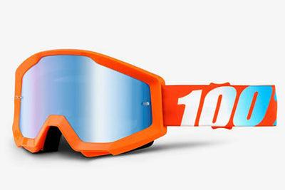 100% Strata Goggles-Orange-Mirror Blue Lens