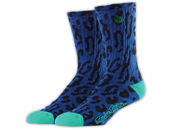 Troy Lee Crew Socks Cheetah-Blue - 1