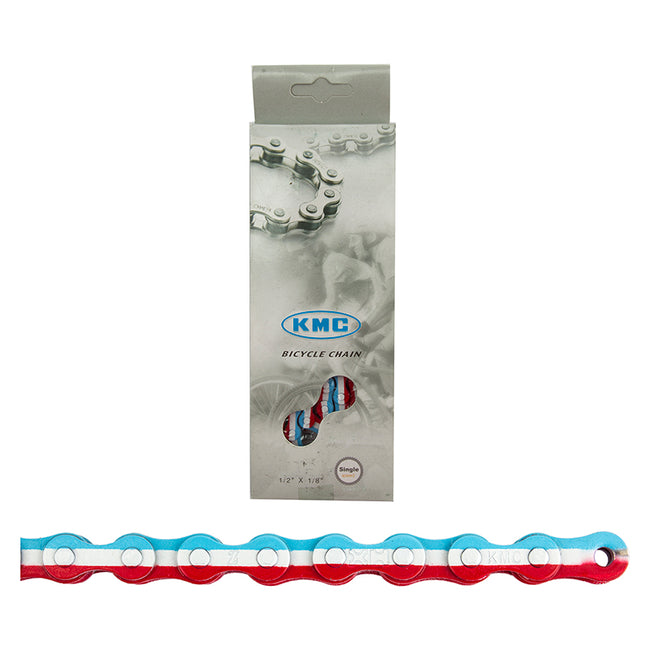 KMC Z510H Chain-1/8&quot;-Red/White/Blue - 1