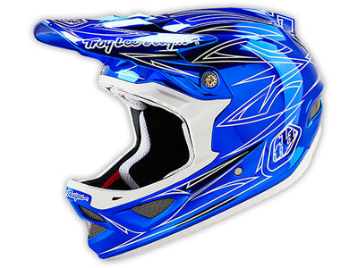Troy Lee D3 Composite Helmet-Pinstripe 2 Blue Chrome
