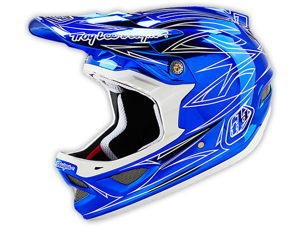 Troy Lee D3 Composite Helmet-Pinstripe 2 Blue Chrome - 1