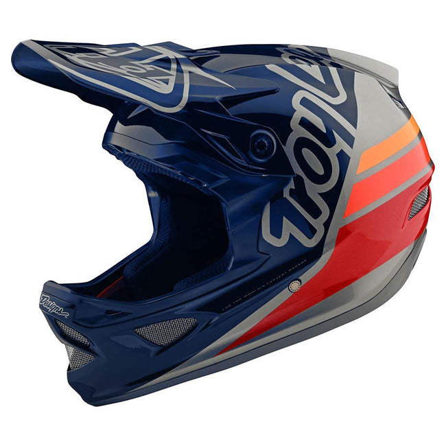 Troy Lee Designs D3 Fiberlite BMX Race Helmet-Silhouette Navy/Silver - 1