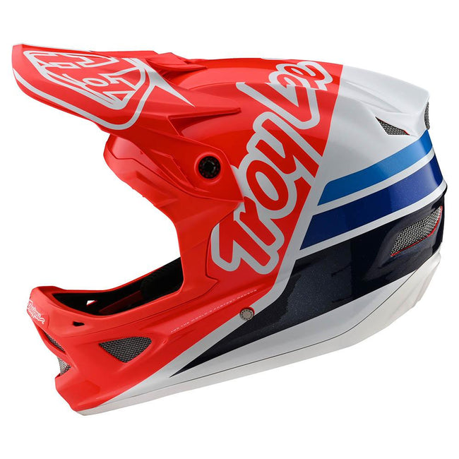 Troy Lee Designs D3 Fiberlite BMX Race Helmet-Silhouette Red/White - 2
