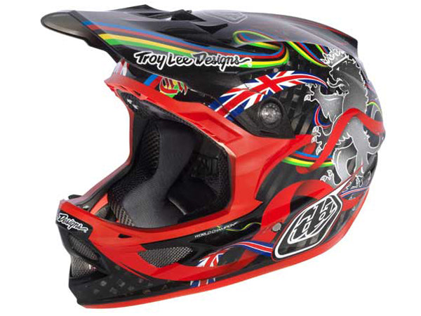 Troy Lee 2013 D3 Carbon Helmet-Peat &quot;World Champ&quot; Red - 2