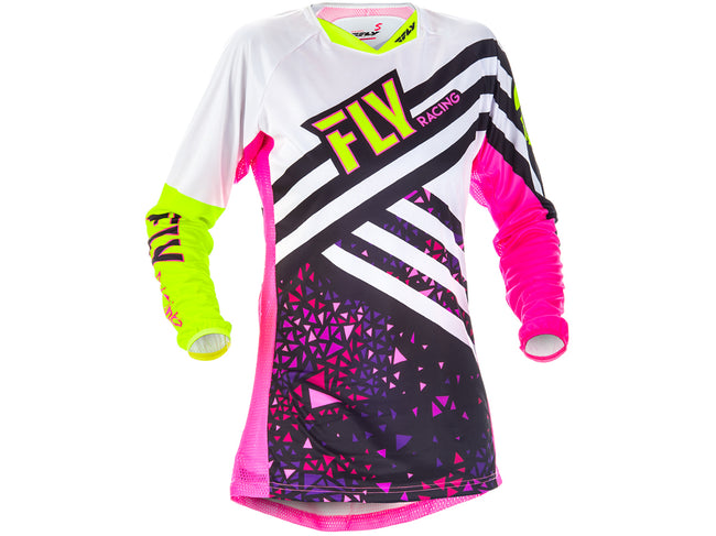 Fly Racing 2018 Kinetic Women&#39;s BMX Race Jersey-Neon Pink/Hi-Vis - 1