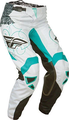 Fly Racing Kinetic Ladies Race Pants-Teal/White-Youth 20 - 1