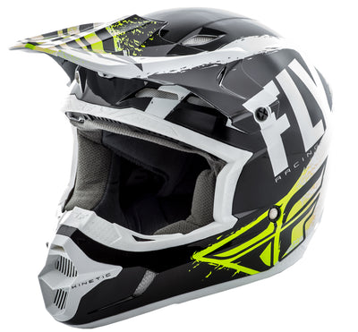 Fly Racing 2018 Kinetic Burnish Helmet-Black/White/Hi-Vis