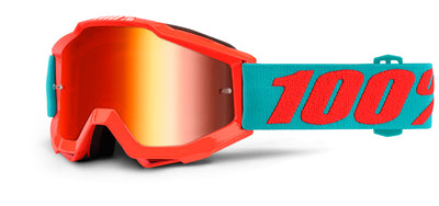 100% Accuri Youth Moto Goggles-Passion Orange-Mirror Red Lens