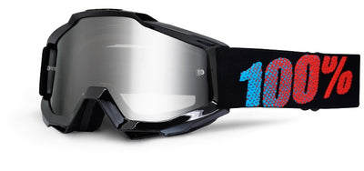 100% Accuri Youth Moto Goggles-Black-Mirror Silver Lens