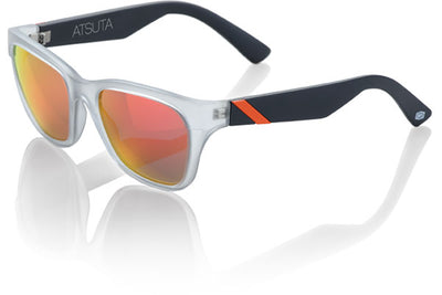 100% Atsuta Sunglasses-Gray Transparent/Orange-Orange Mirror