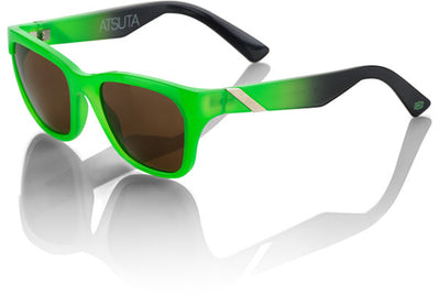 100% Atsuta Sunglasses-Neon Green/Black-Bronze