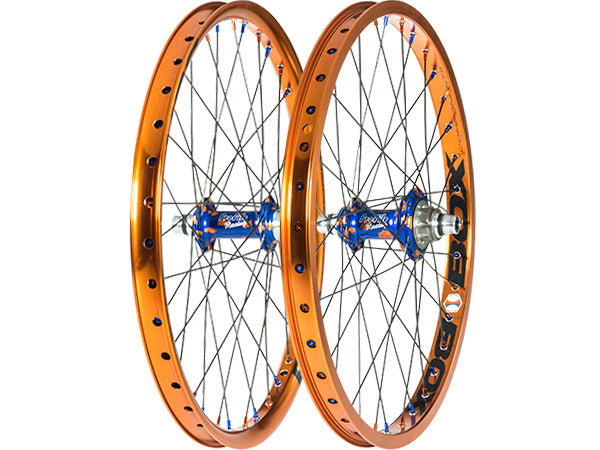 Custom Wheelset: Profile Elite Hubs/Box Rims-Blue/Orange-20x1.75&quot; - 1