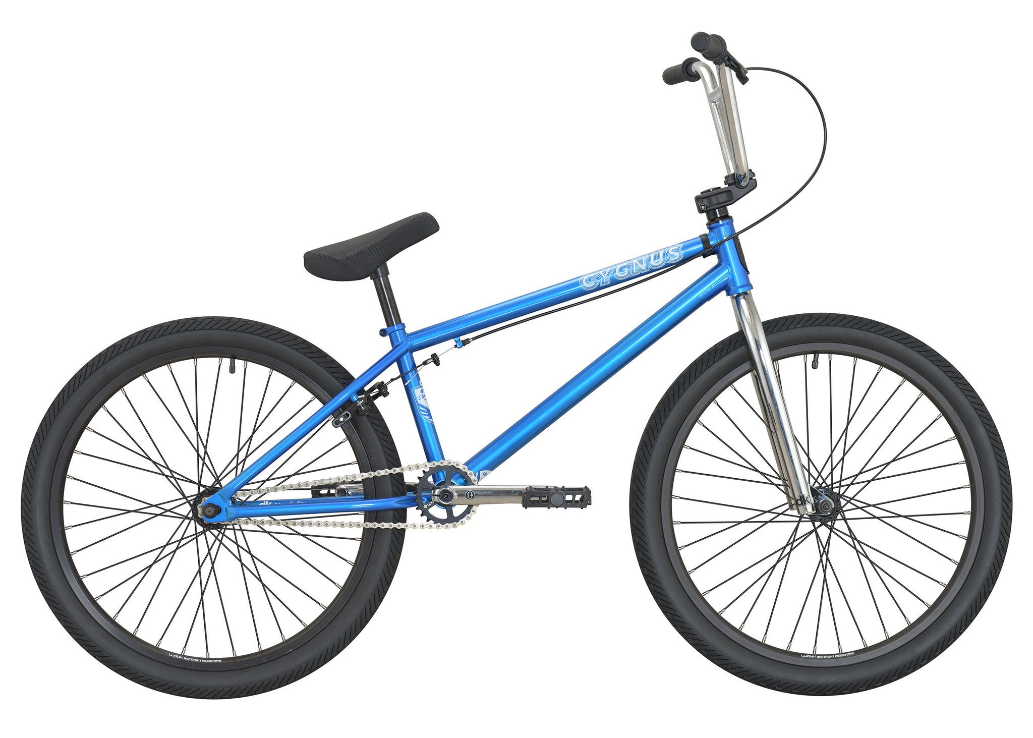 DK 2017 Cygnus 24 BMX Freestyle Bike Blue Chrome at J R Bicycles J R Bicycles Inc