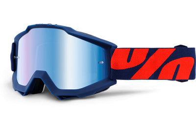 100% Accuri Moto Goggles-Raleigh-Mirrored Blue Lens