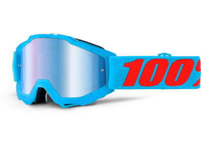 100% Accuri Moto Goggles-Acidulous Cyan-Mirrored Blue Lens