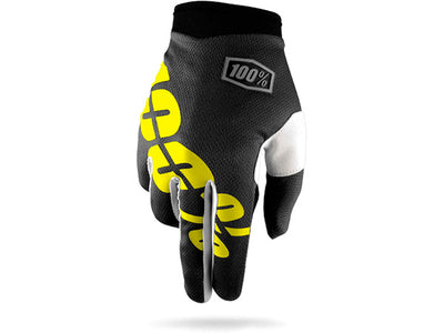100% ITrack BMX Race Gloves-Black/Neon Yellow