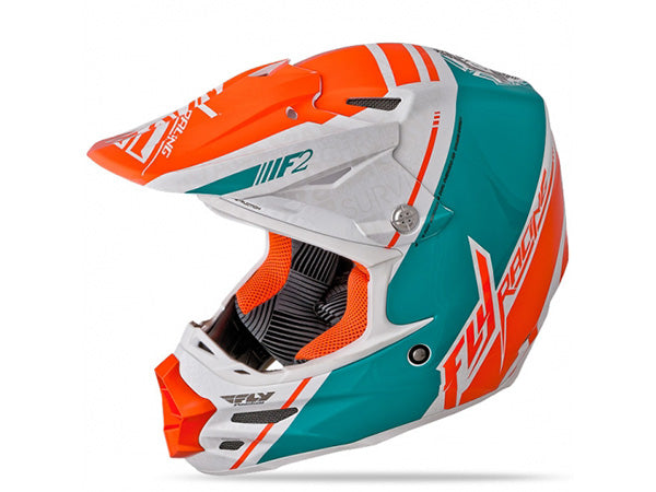 Fly Racing F2 Carbon Canard Helmet-White/Teal/Orange - 1