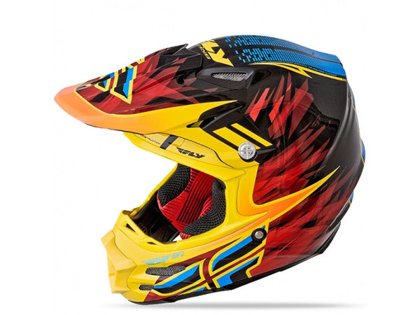 Fly Racing F2 Carbon Shorty Helmet-Black/Yellow/Blue - 1