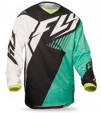 Fly Racing Kinetic Vector Mesh BMX Race Jersey-Black/White/Teal