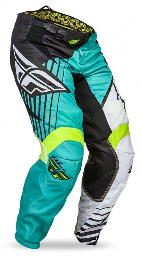 Fly Racing Kinetic Vector Mesh Race Pants-Black/White/Teal