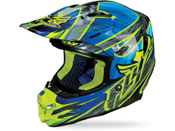 blue and yellow motorcycle helmet Fly Racing 2013/2014 F2 Carbon Acetylene Helmet-Blue/Hi-Vis Yellow at J&R Bicycles – J&R Bicycles, Inc